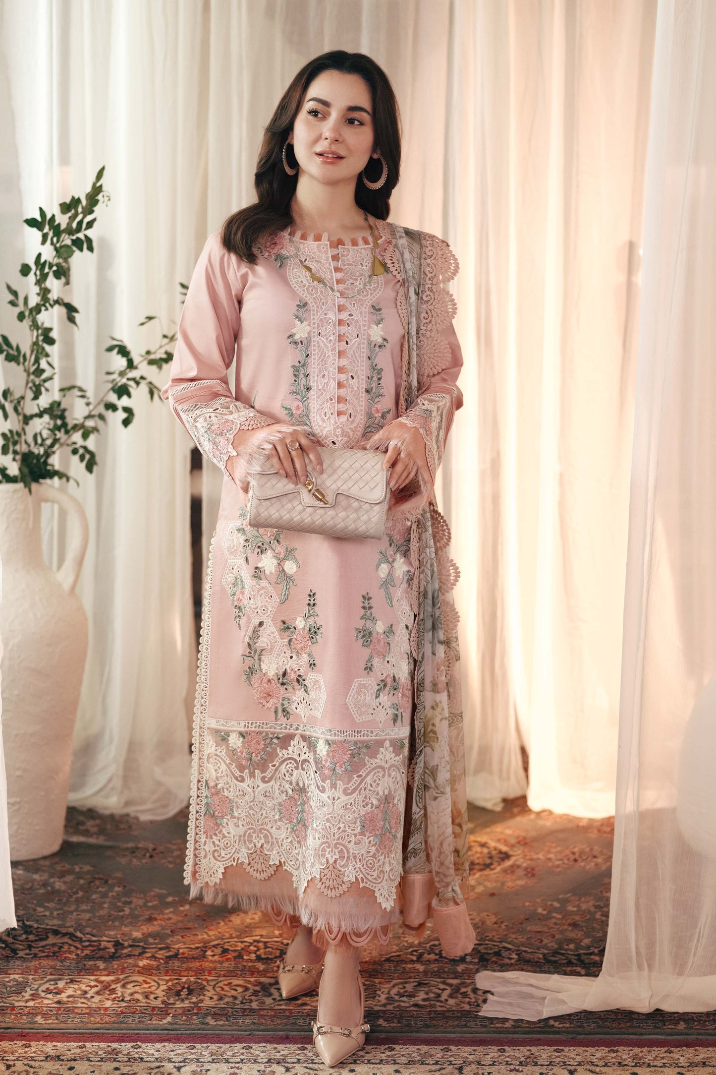 3PC LAWN EMBROIDERED SHIRT WITH  PRINTED DUPATTA  AND TROUSER-501