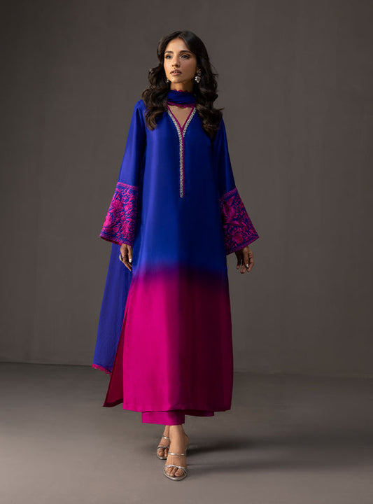 3Piece Unstitched Embroidered and Printed SIlk Suit 230
