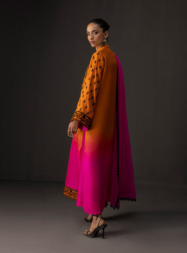 3Piece Unstitched Embroidered and Printed SIlk Suit 228