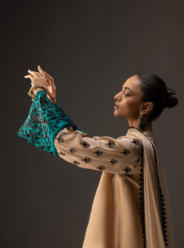 3Piece Unstitched Embroidered and Printed SIlk Suit 229