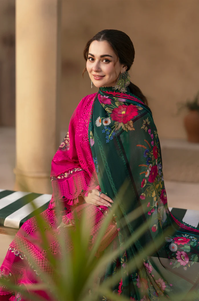3PC Lawn Unstitch Embroidered Shirt With Digital Printed Jacquard Dupatta 708