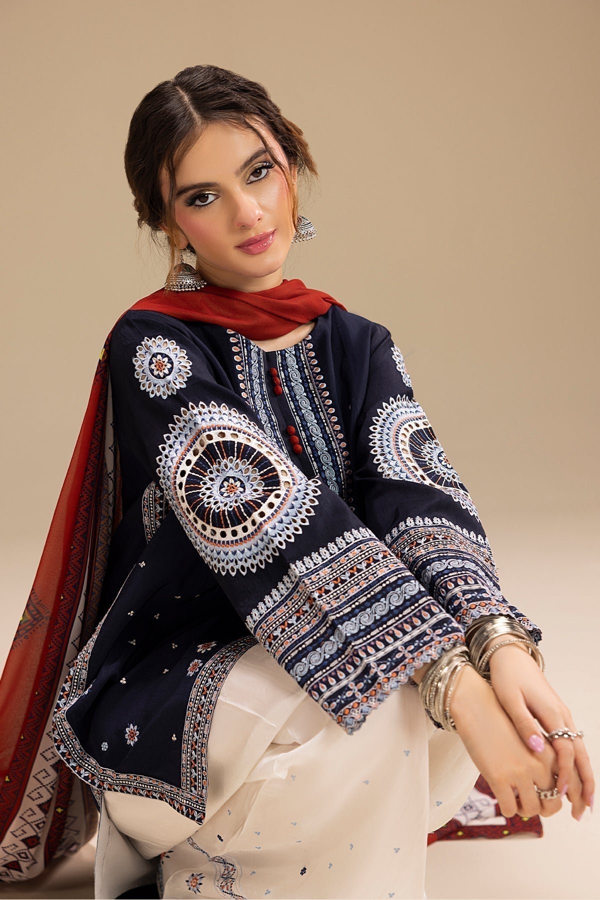 UNSTITCHED 3PC DHANAK EMBROIDERED SUIT 241