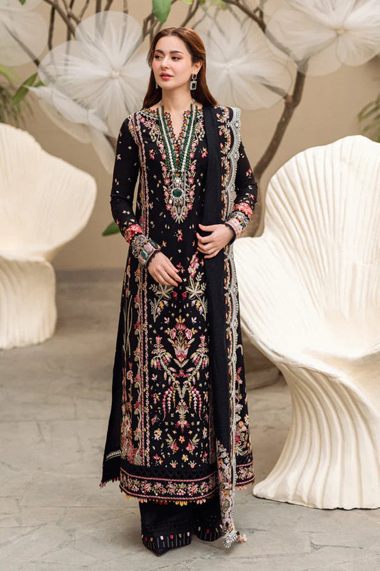 3Pc Embroidered Dhanak Shirt with Embroidered Chiffon Dupatta 555