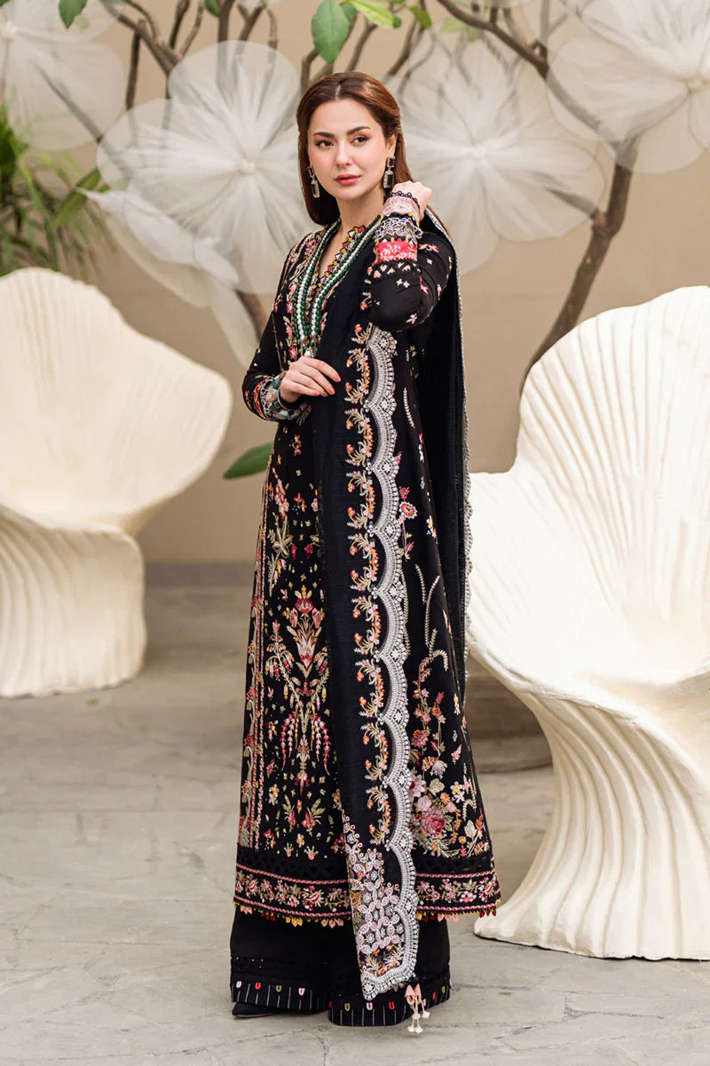 3Pc Embroidered Dhanak Shirt with Embroidered Chiffon Dupatta 555