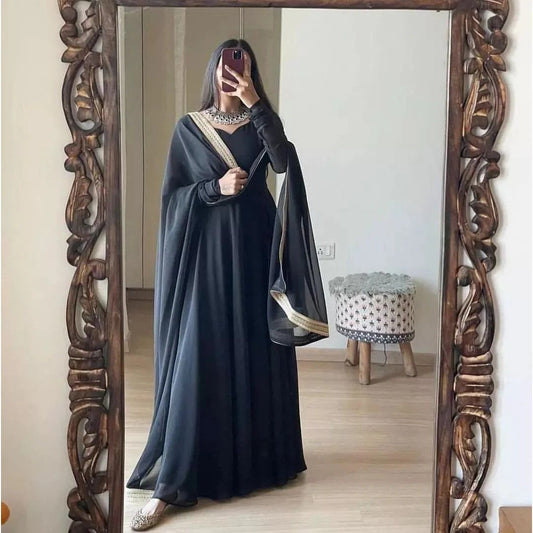 Anarkali-Chiffon maxi and dupatta
