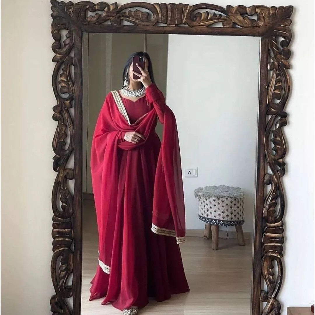Anarkali-Chiffon maxi and dupatta