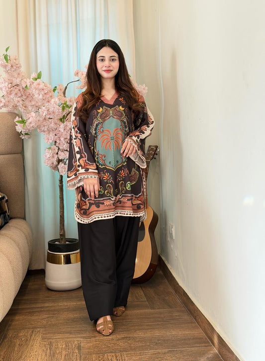 BLACK FARSHI Digital Short 2 piece