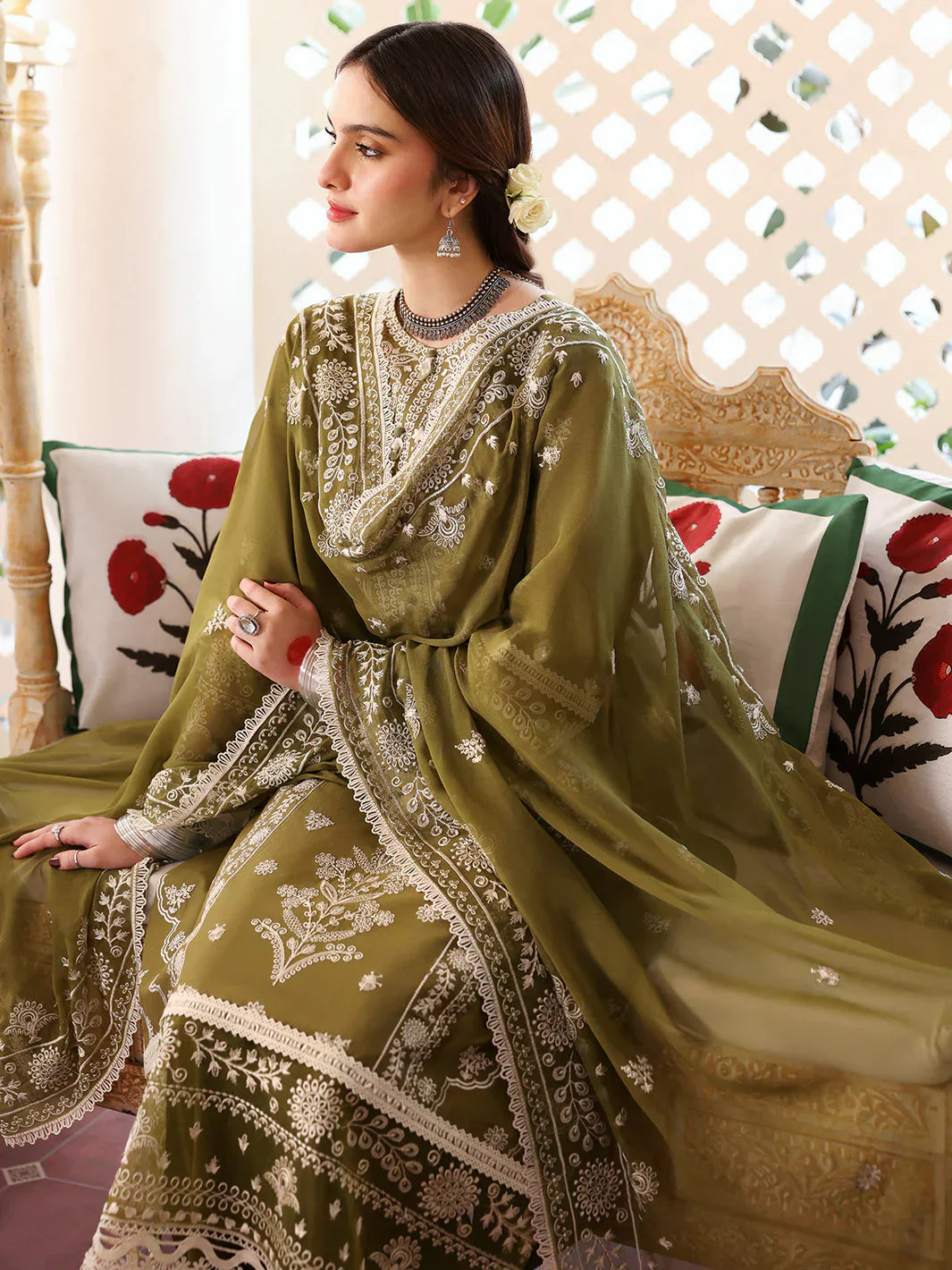 3 Piece - Unstitched Fully Embroidered Lawn Fabric-590